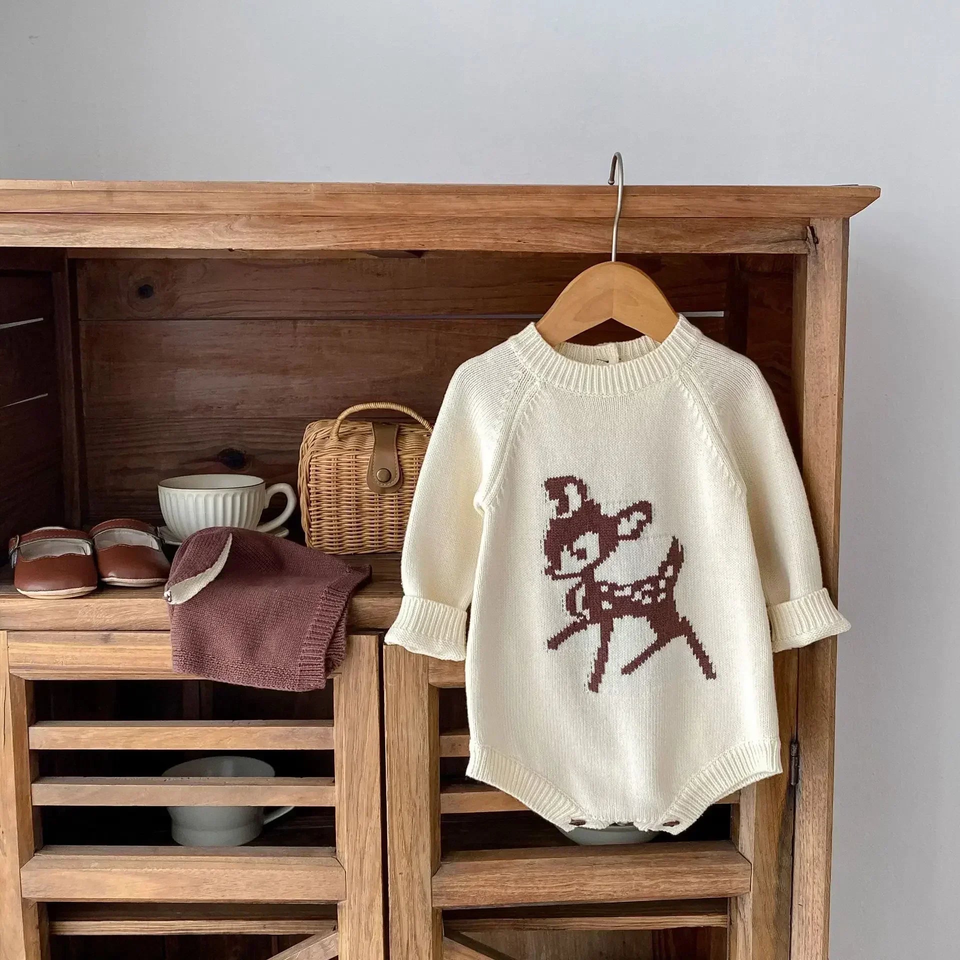 Deer Knit Baby Bodysuit