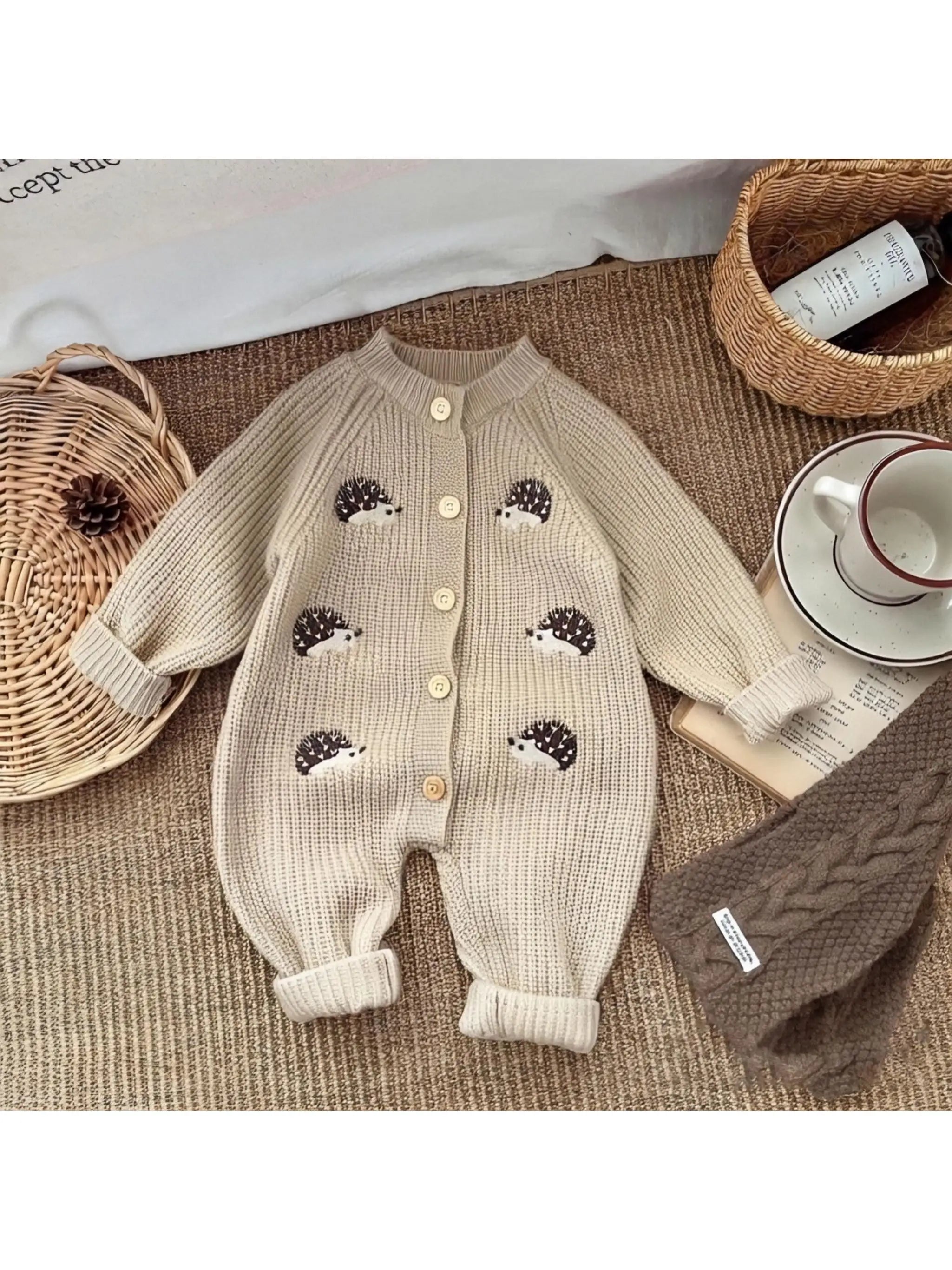 Hedgehog Knit Baby Jumpsuit