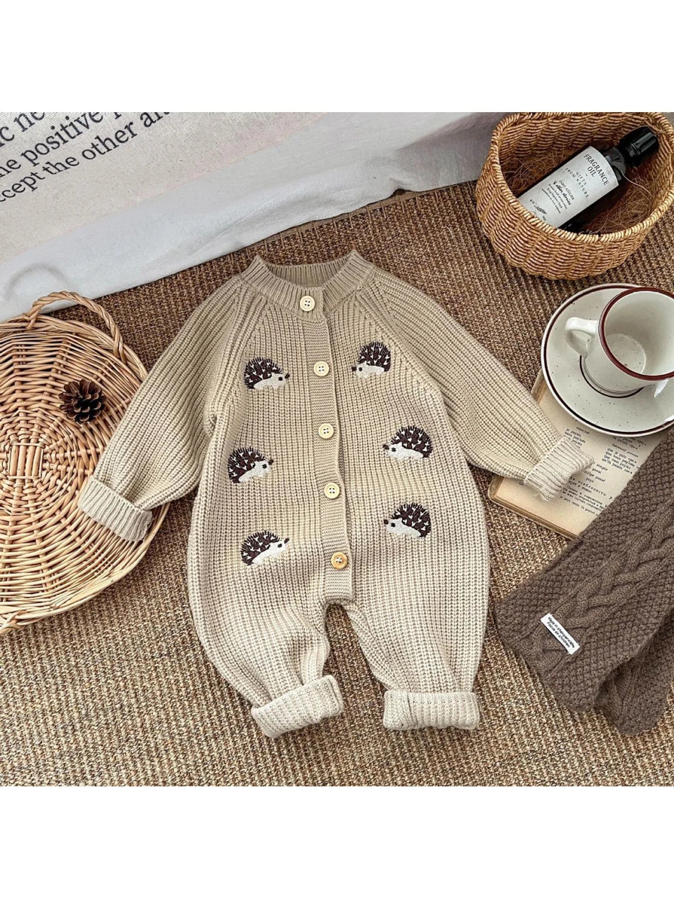 Hedgehog Knit Baby Jumpsuit
