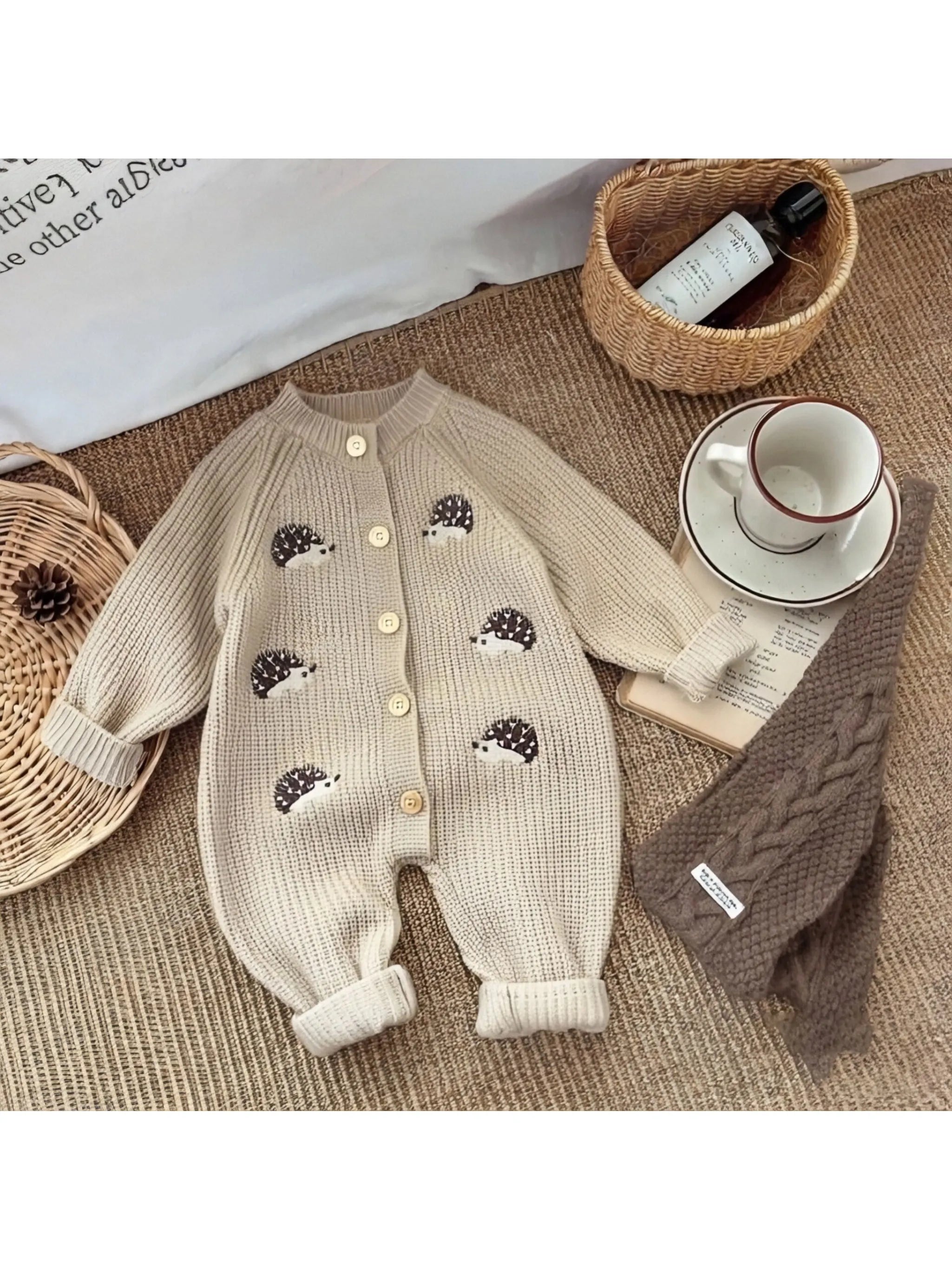Hedgehog Knit Baby Jumpsuit