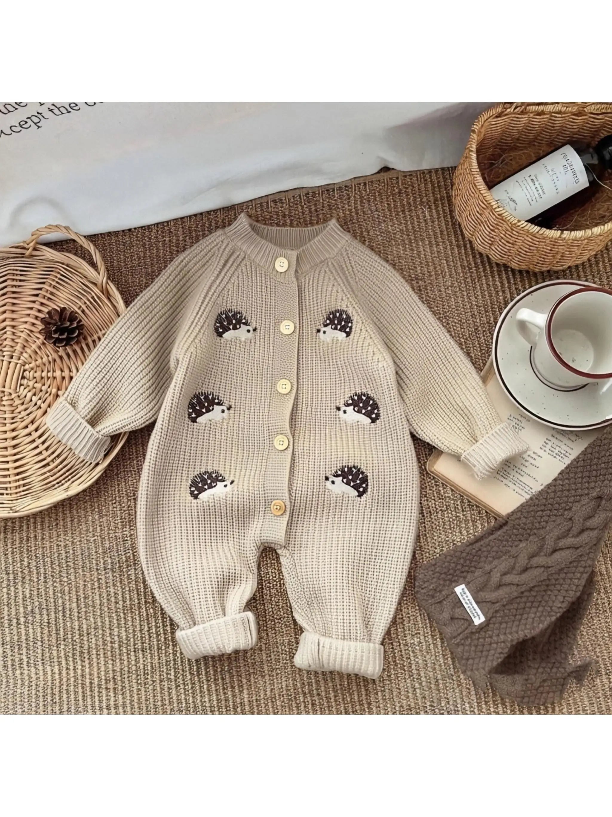 Hedgehog Knit Baby Jumpsuit