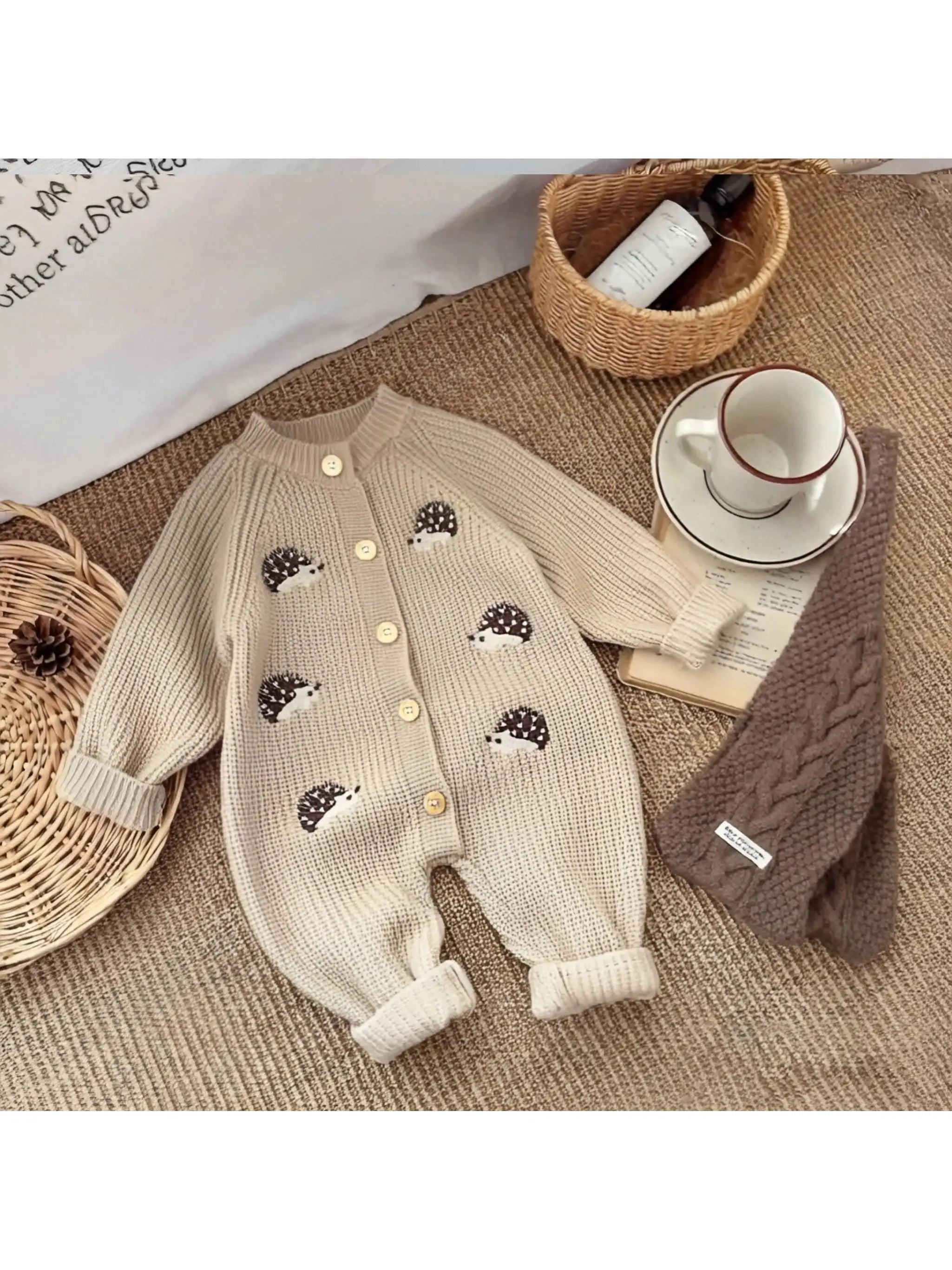 Hedgehog Knit Baby Jumpsuit