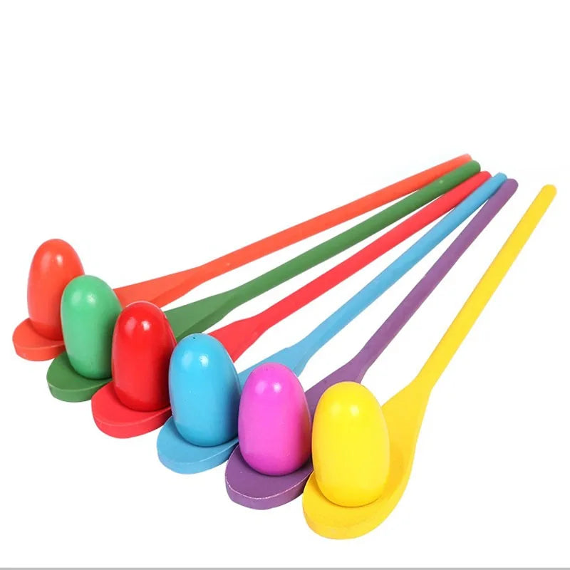 Montessori Rainbow Wooden Spoon - Educational Toy for Color Recognition & Balance