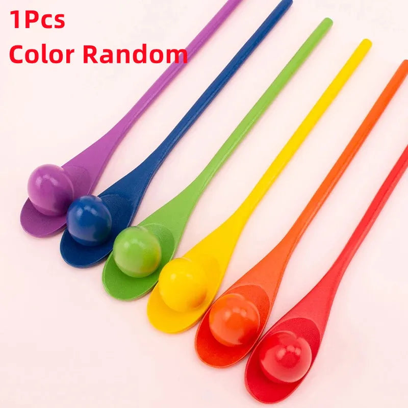 Montessori Rainbow Wooden Spoon - Educational Toy for Color Recognition & Balance