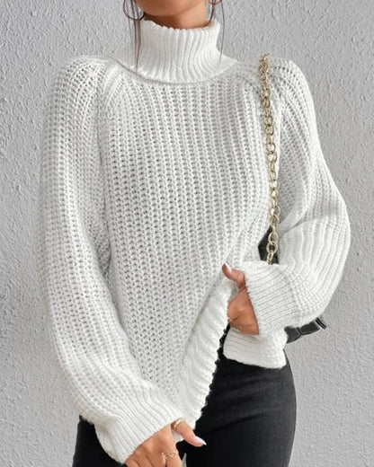 Women's Chunky Knit Turtleneck Jumper, Relaxed Fit, Hip Length, Cozy Knit Sweater for Winter