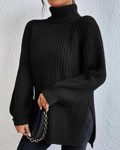 Women's Chunky Knit Turtleneck Jumper, Relaxed Fit, Hip Length, Cozy Knit Sweater for Winter