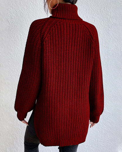 Women's Chunky Knit Turtleneck Jumper, Relaxed Fit, Hip Length, Cozy Knit Sweater for Winter