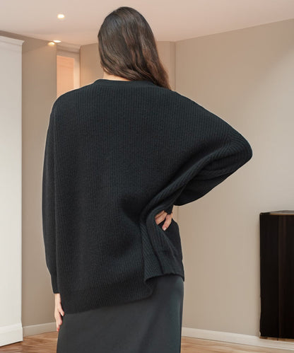 Women's Oversized Cardigan Sweater with Ribbed Knit Texture and Button Closure – V-Neck Relaxed Fit Cardigan